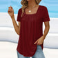 Square neck Solid Short Sleeve T shirt - Chic & Elegant style