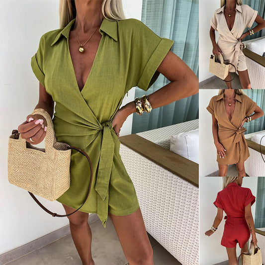 🔥Free Shipping +from 5%-20% OFF🔥💖Women's Cotton Linen Sexy V Neck Romper💖