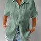 Shirt Collar Casual Buttoned Loose Blouse