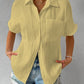 Shirt Collar Casual Buttoned Loose Blouse