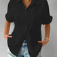 Shirt Collar Casual Buttoned Loose Blouse