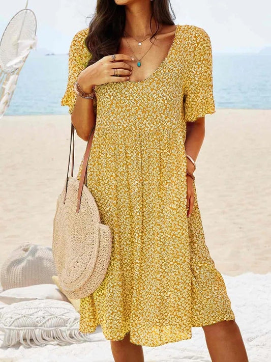 Hot Sale---49% OFF👗Women Floral Pockets Plus Size Midi Dress🌸Buy 2 Get Extra 15% OFF