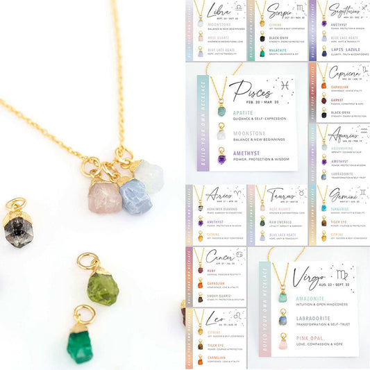 💖Buy 1 Get 1 Free💖Natural Stone Crystal Zodiac Necklace