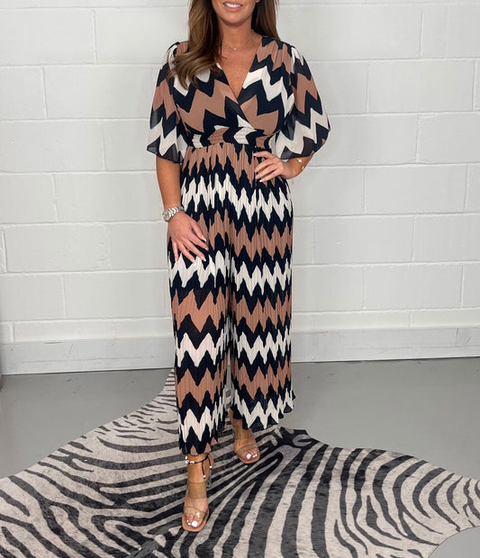 Zig Zag Printed Jumpsuit(Buy 2 Get Free Shipping)