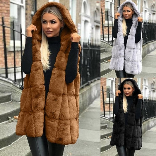 🔥HOT SALE -49% OFF🔥Hooded Jacket Faux Fur Ladies Vest Cardigan